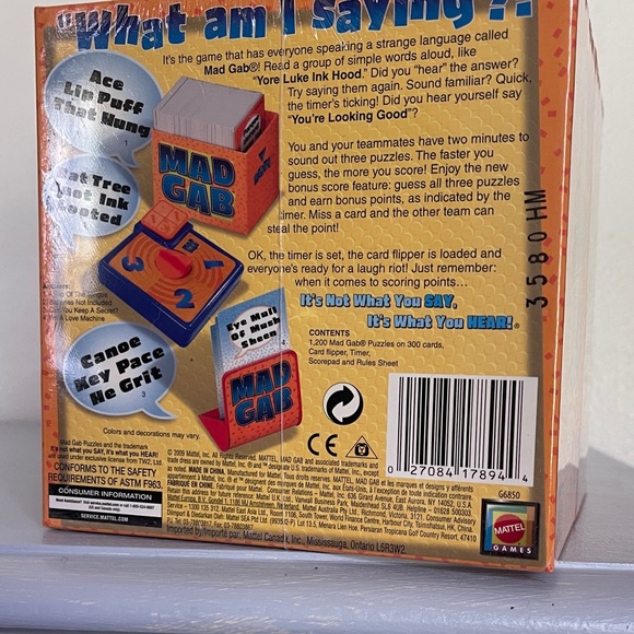 NEW! Mattel Mad Gab Game - in Plastic wrap. Never opened. - Picture 2 of 3